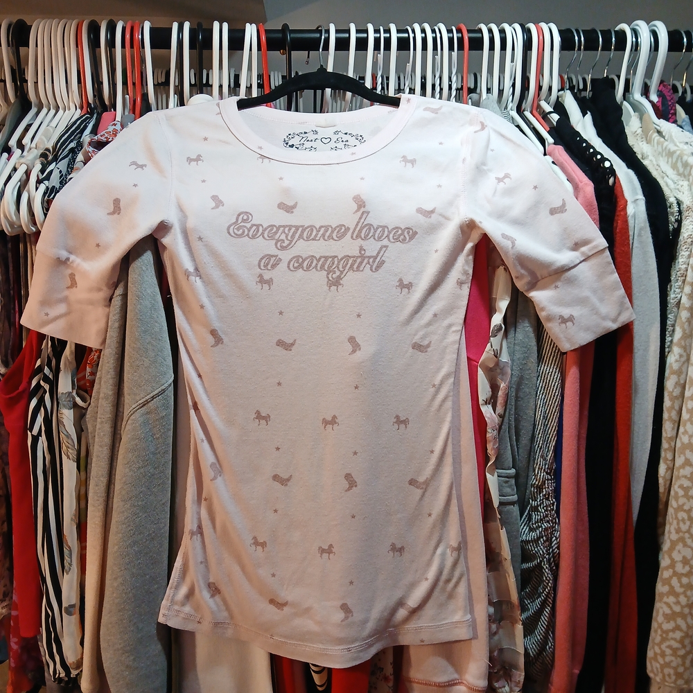 🫶 5 For $20 Next Era Light Pink Tee with Everyone Loves A Cowgirl Print.